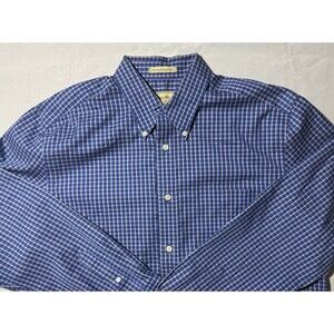 Eddie Bauer Blue Striped Button Down Dress Shirt Size L Relaxed Fit Preppy